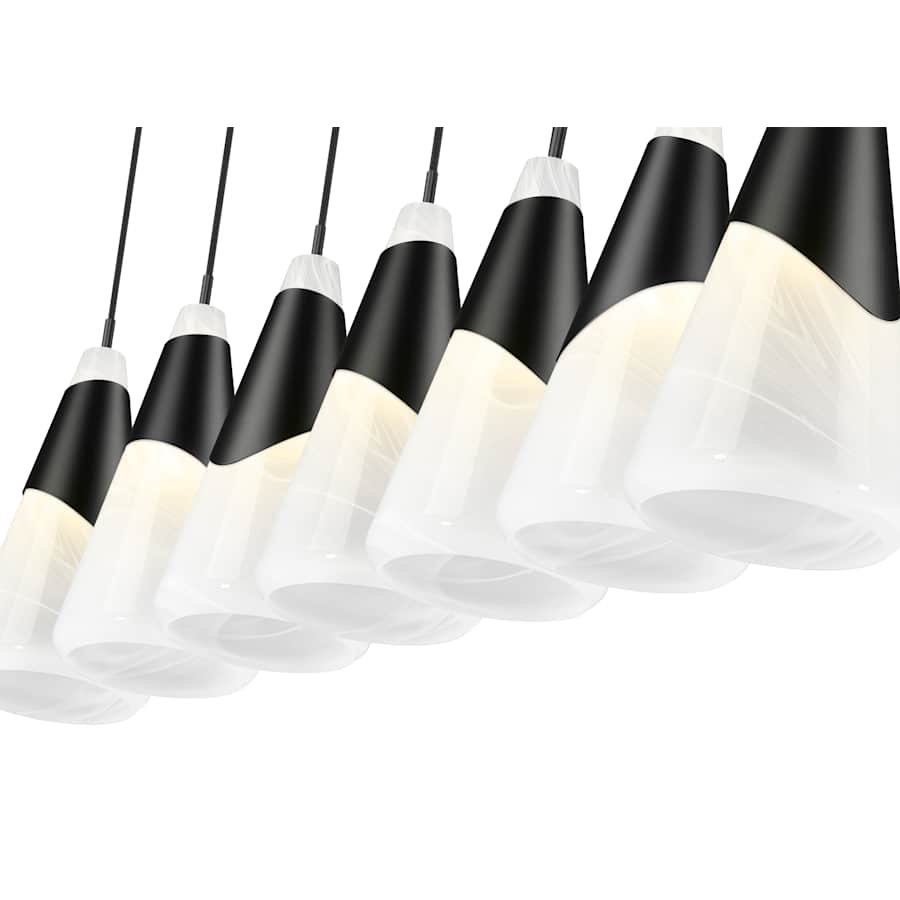 Z-Lite Aimie 7 Light 54" Wide Linear Pendant with 16" Tall White Swirl Glass Shades