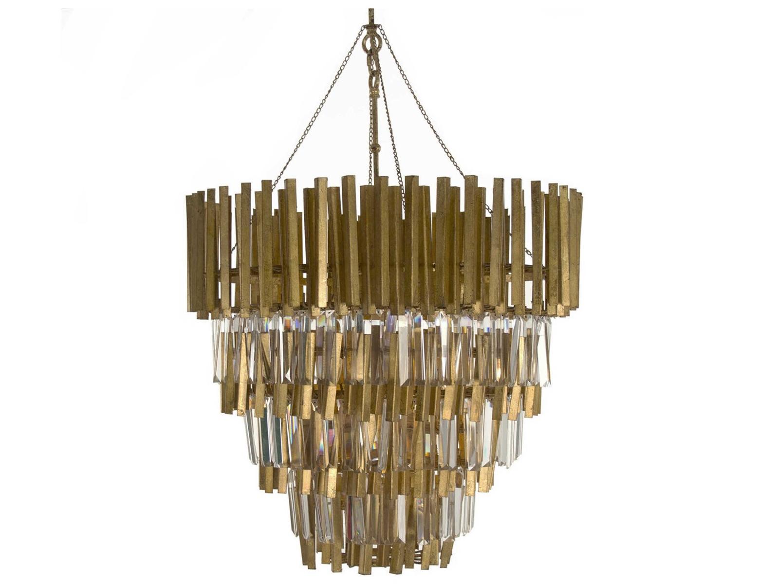 Zentique 4-Light Gold Leaf Crystal Candelabra Chandelier