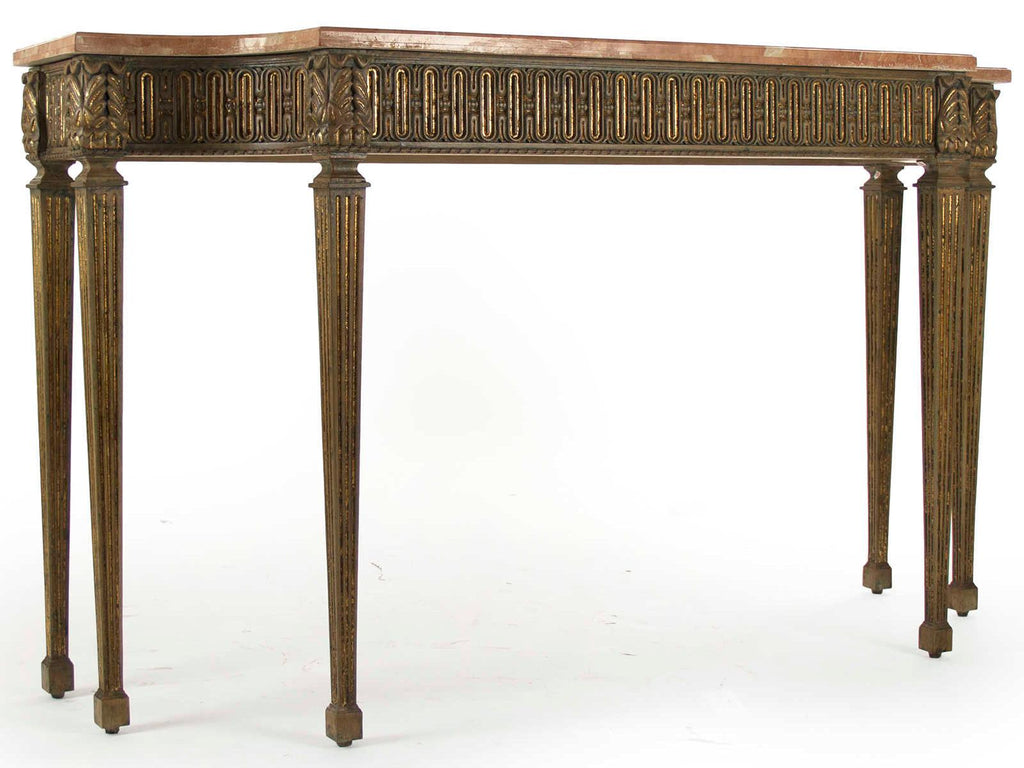 Faron Rectangle Console Table Marble Top Distressed Copper Base