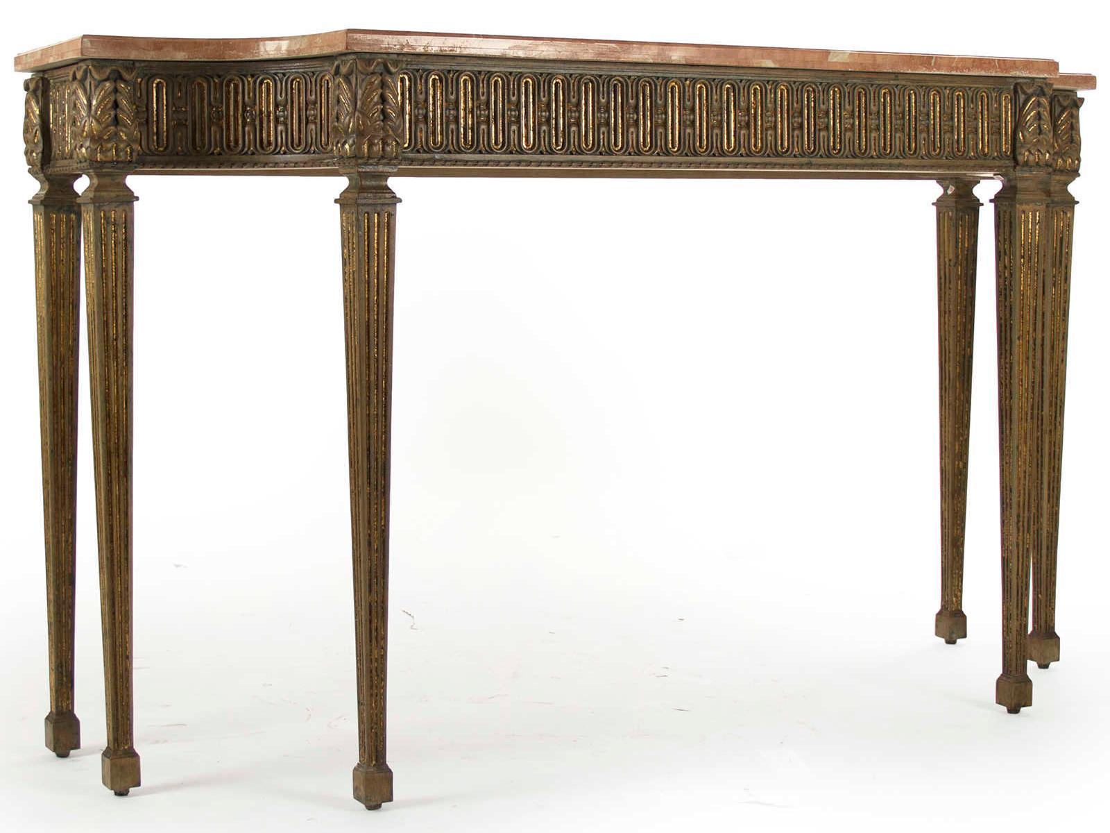 Faron Rectangle Console Table Marble Top Distressed Copper Base